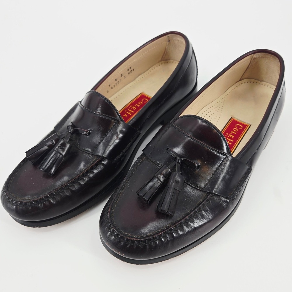 Cole Haan Vintage City Pinch Tassel Loafers Burgundy Leather Men's 9E